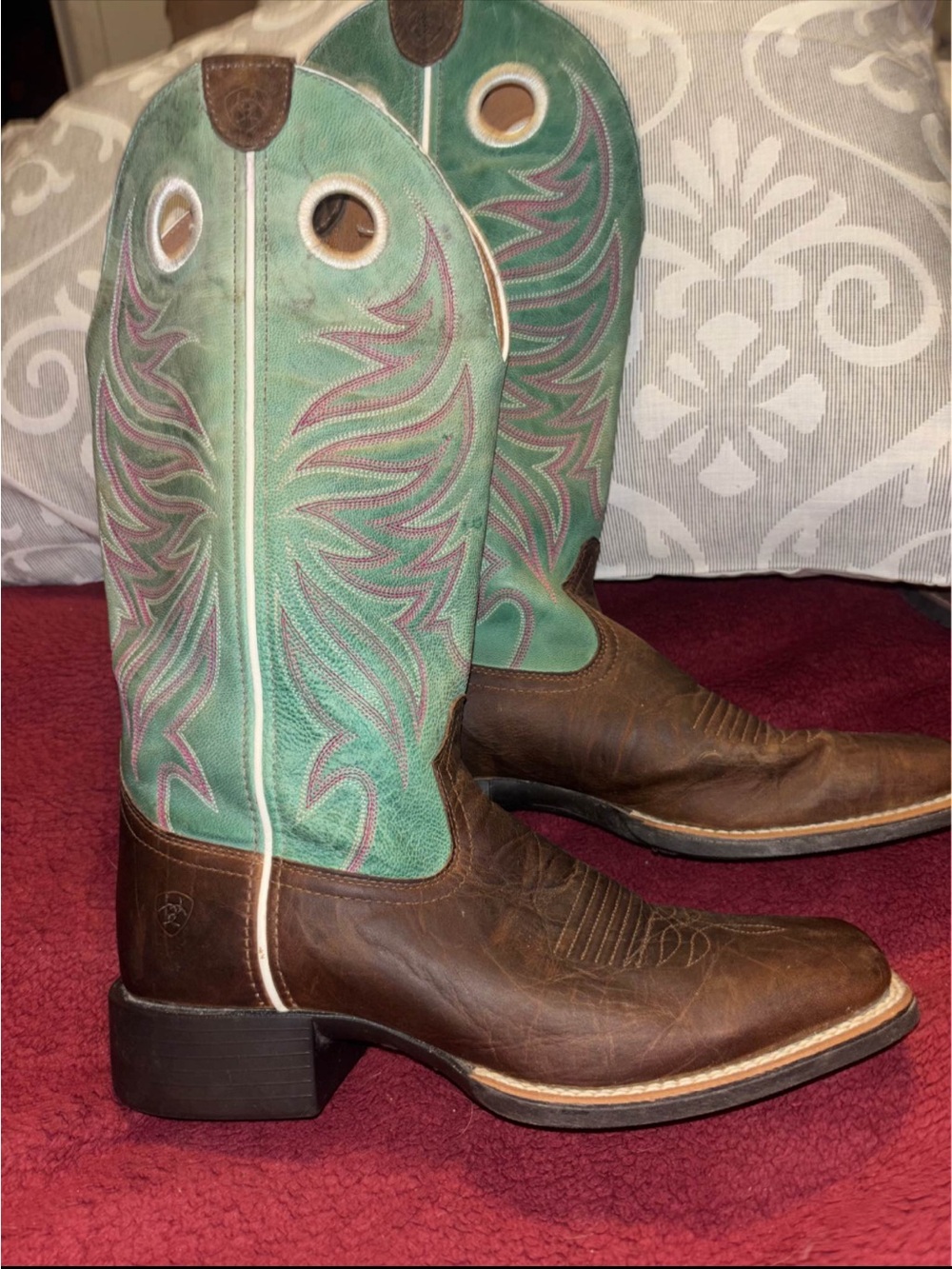 Ariat Brown Foot & Green Shaft Women's Western Pull-On Heeled Boots